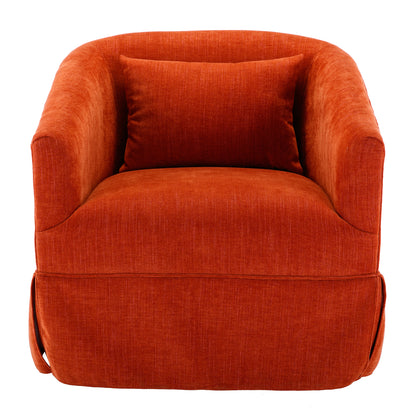 360-degree Swivel Accent Armchair Linen Blend Orange