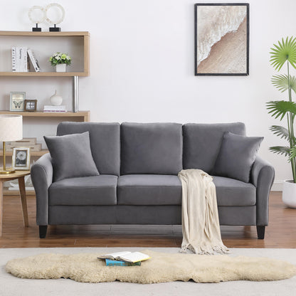 Modern Velvet Couch with 2 Pillow, 78 Inch Width Living Room Furniture, 3 Seater Sofa with Plastic Legs