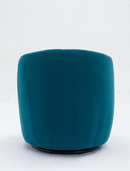 Velvet Fabric Swivel Accent Armchair Barrel Chair With Black Powder Coating Metal Ring,Teal