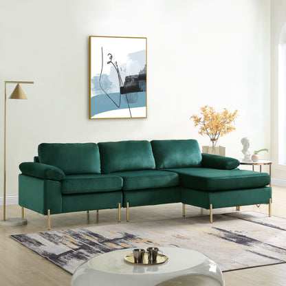 Velvet Sectional Sofa with Chaise