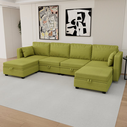 Modular Sectional Sofa U Shaped Modular Couch with Reversible Chaise Modular Sofa Sectional Couch with Storage Seats