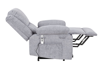 Electric Power Recliner Chair With Massage For Elderly,Remote Control Multi-function Lifting, Timing, Cushion Heating Chair With Side Pocket Light Grey