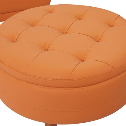 107" Contemporary Sofa Stylish Sofa Couch with a Round Storage Ottoman and Three Removable Pillows for Living Room, Orange