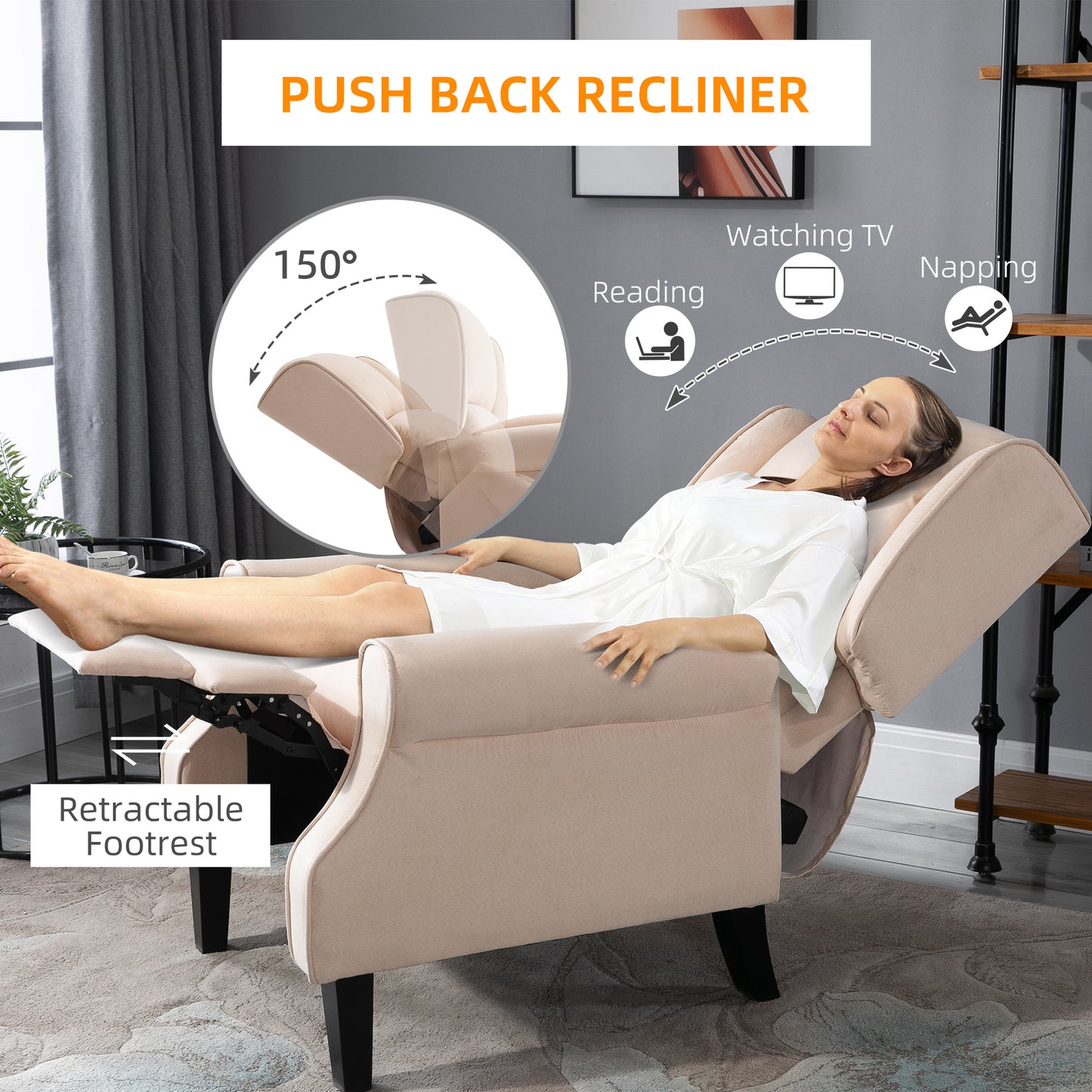 Massage Recliner Sofa Chair with Heat Function, Remote, Cream