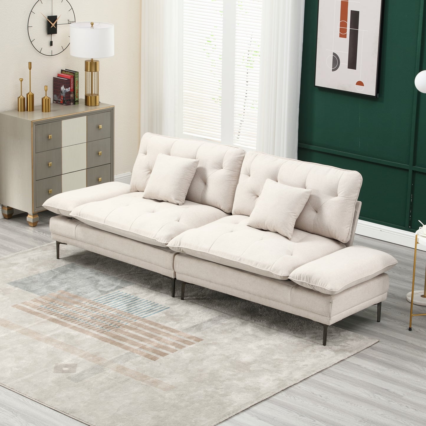 Linen Sofa, Accent sofa loveseat sofa with metal feet