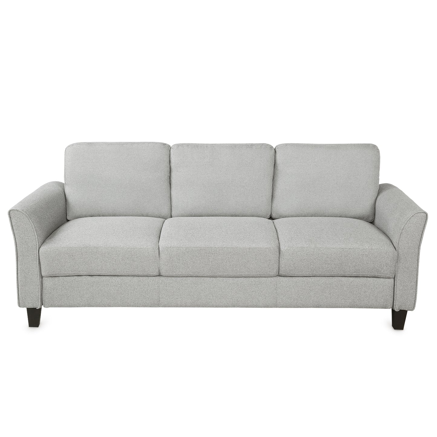 3-Seat Sofa Living Room Linen Fabric Sofa (Light Gray)