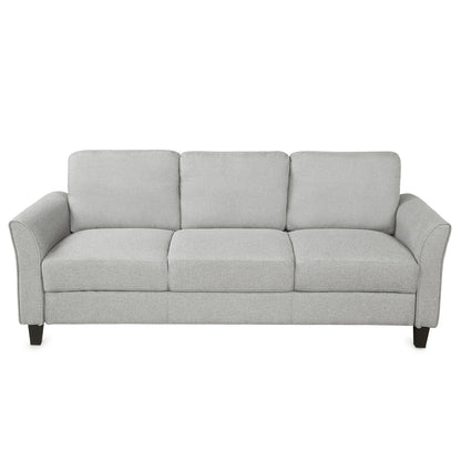 3-Seat Sofa Living Room Linen Fabric Sofa (Light Gray)