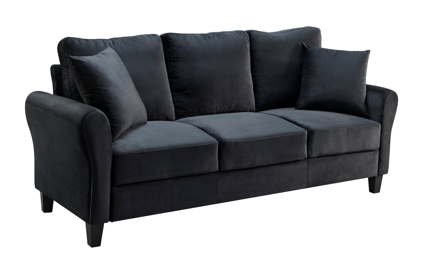 Modern Velvet Couch with 2 Pillow, 78 Inch Width Living Room Furniture, 3 Seater Sofa with Plastic Legs