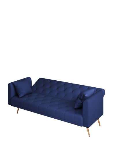 71-inch convertible love seat sofa, American retro blue velvet material, suitable for small living room, bedroom, office