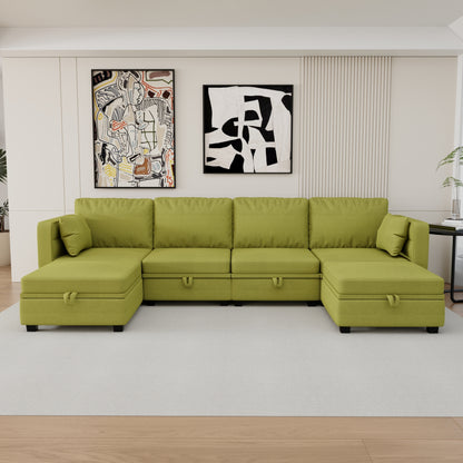 Modular Sectional Sofa U Shaped Modular Couch with Reversible Chaise Modular Sofa Sectional Couch with Storage Seats