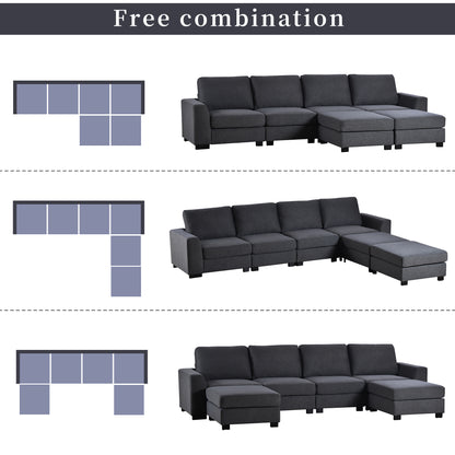 U_STYLE 3 Pieces U shaped Sofa with Removable Ottomans