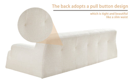 White sofa, durable fabric, solid wood frame, high density sponge filler