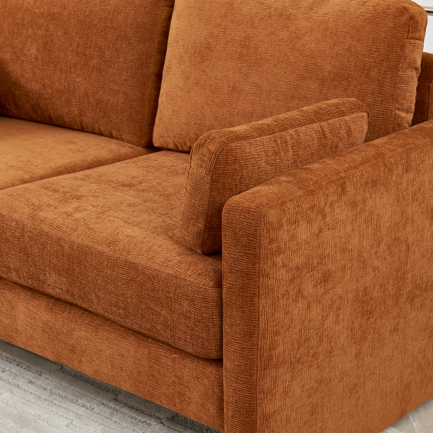 58.66" Small Modern Loveseat Sofa, Mid Century Chenille Fabric 2-Seat Couch Love Seat with Back Cushions, Accent Sofa Couch for Living Room, Bedroom and Small Space