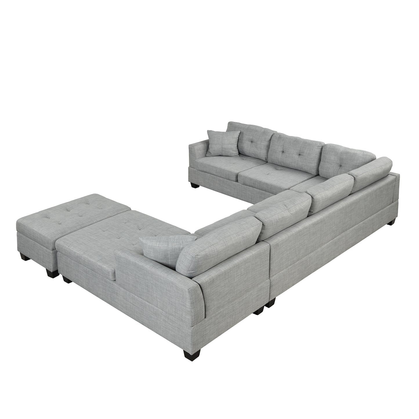 121.3" Oversized Sectional Sofa with Storage Ottoman, U Shaped Sectional Couch with 2 Throw Pillows for Large Space Dorm Apartment