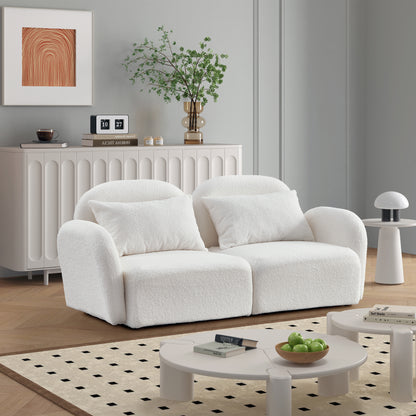 Living Room Furniture Lazy Sofa Loveseat Teddy Fabric White