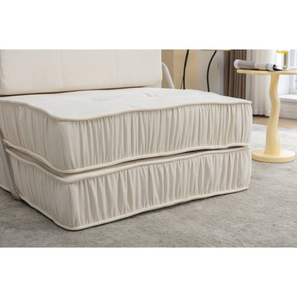 Folding Sofa Bed, Futon Sleeper Chair, Convertible Chair Floor Couch & Sleeping Mattress for Living Room, Guest Room, Home Office, Apartment, Small space, Bed, Removable Back Cushion, White, 1 Seat