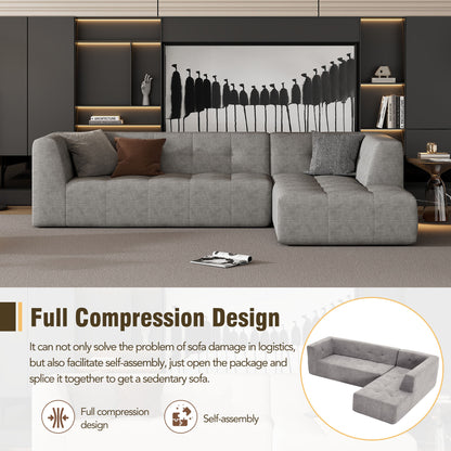 110.2*72.8" Modular Modular Combination Living Room Sofa Set, Modern Minimalist Sofa, Living Room Upholstered Sofa Bed, Bedroom, 2pcs Computer Free Combination, L-Shaped,Light Grey