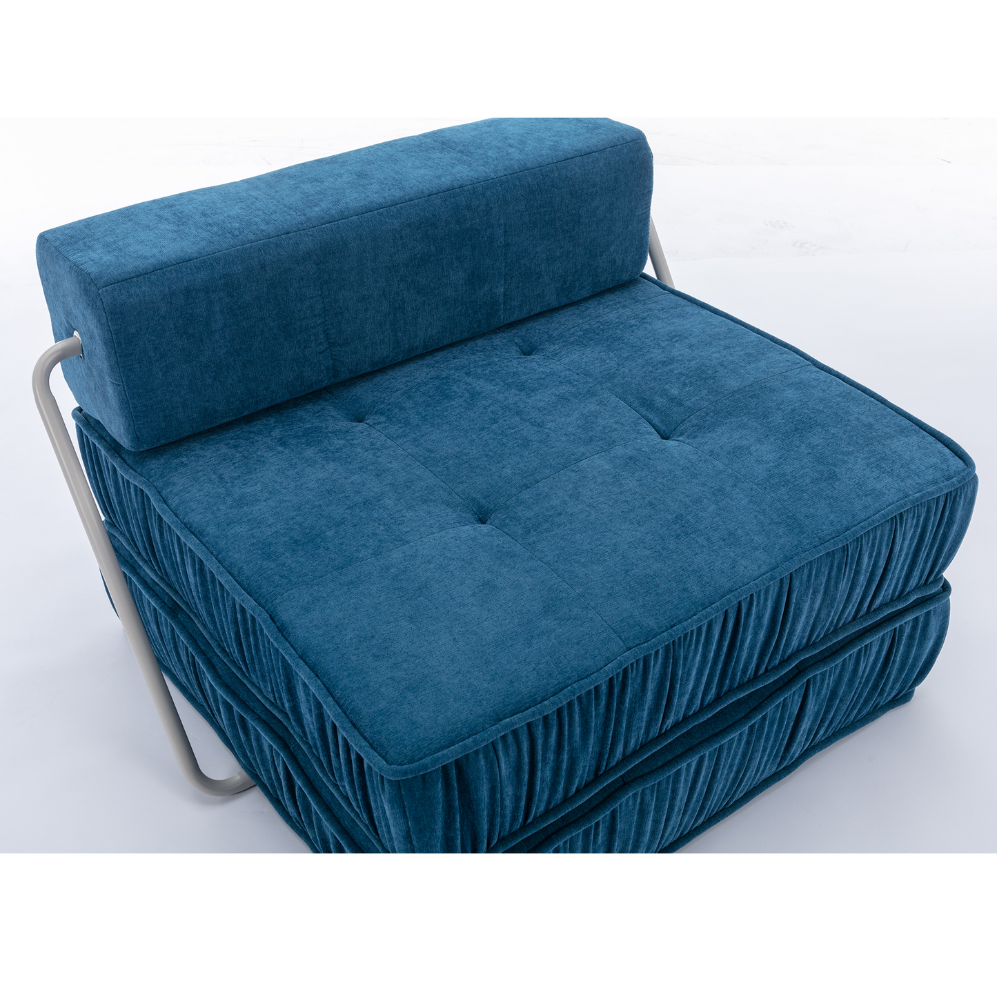 Folding Sofa Bed, Futon Sleeper Chair, Convertible Chair Floor Couch & Sleeping Mattress for Living Room, Guest Room, Home Office, Apartment, Small space, Bed, Removable Back Cushion, Blue, 1 Seat