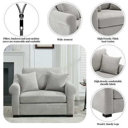 Modern Chenille Oversized Armchair, Accent Chair, Single Sofa for Bedroom, Living Room,44.5" Wide, Light Grey