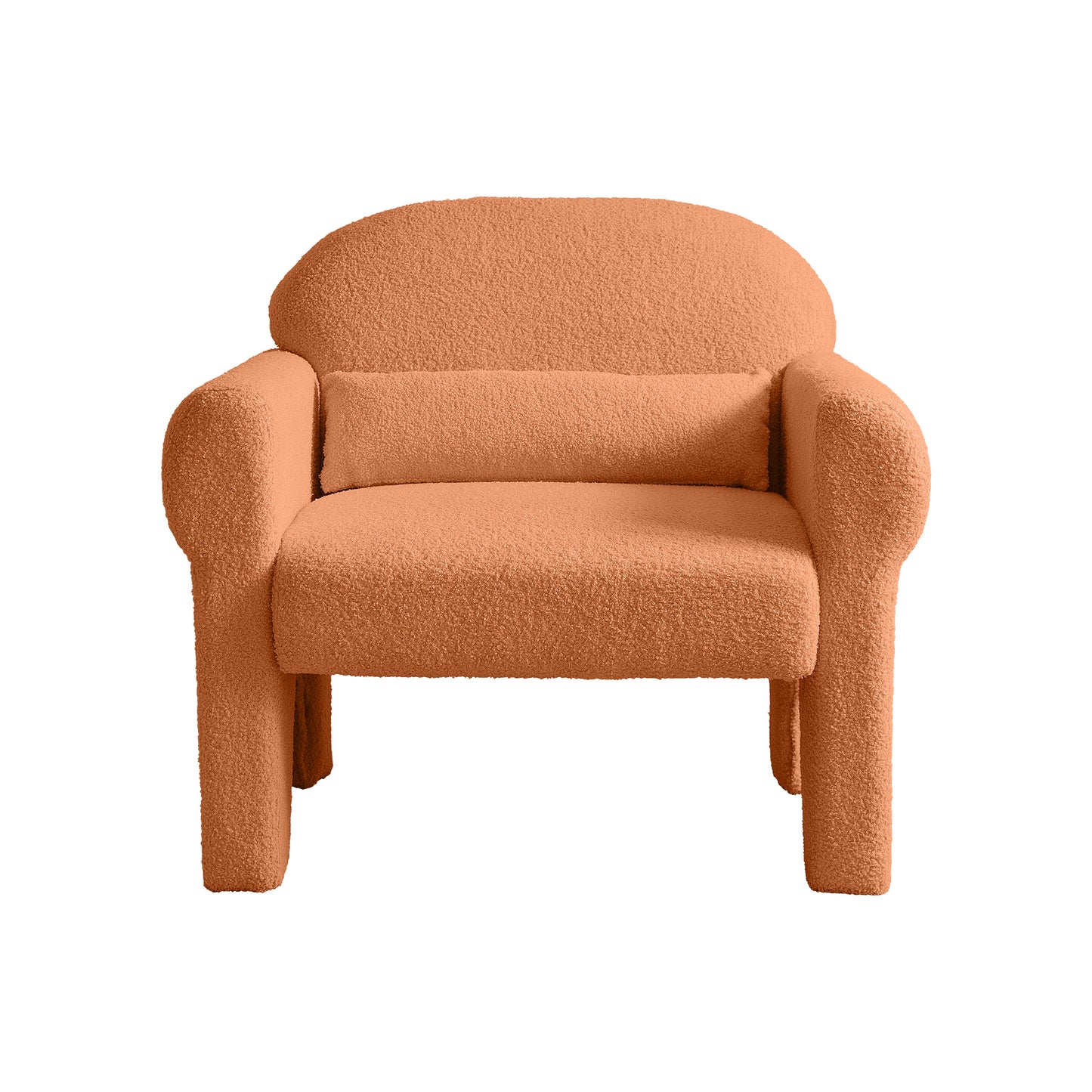 Modern boucle accent chair with lumbar pillow for living room