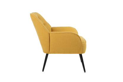 Modern Mid Century Chair Linen Sherpa Armchair for Living Room Bedroom Office Easy Assemble(Yellow)