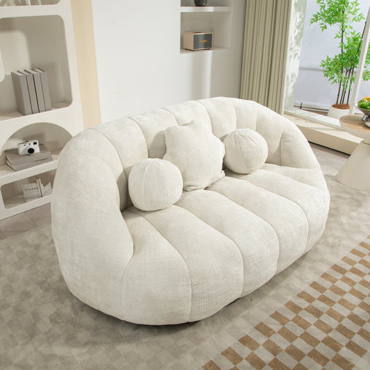 Bean Bag sofa Lazy Sofa Durable Comfort Lounger High Back Bean Bag Chair Couch for Adults and Kids, Indoor & Outdoor, Accent Floor Soft Lounge Chair (White chenille)