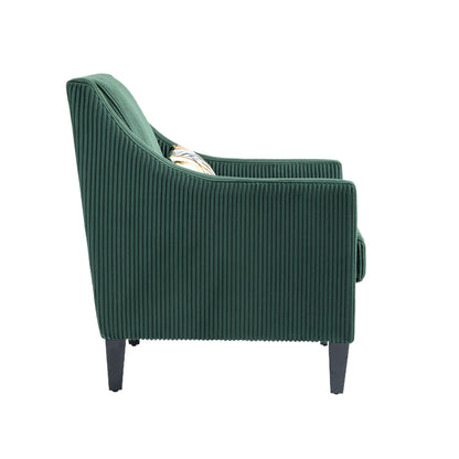 Modern Accent Chair,Upholstered Armchair with Scooped Arms for Bedroom,Apartment,Studio,Office,Waiting Room(Emerald Corduroy)