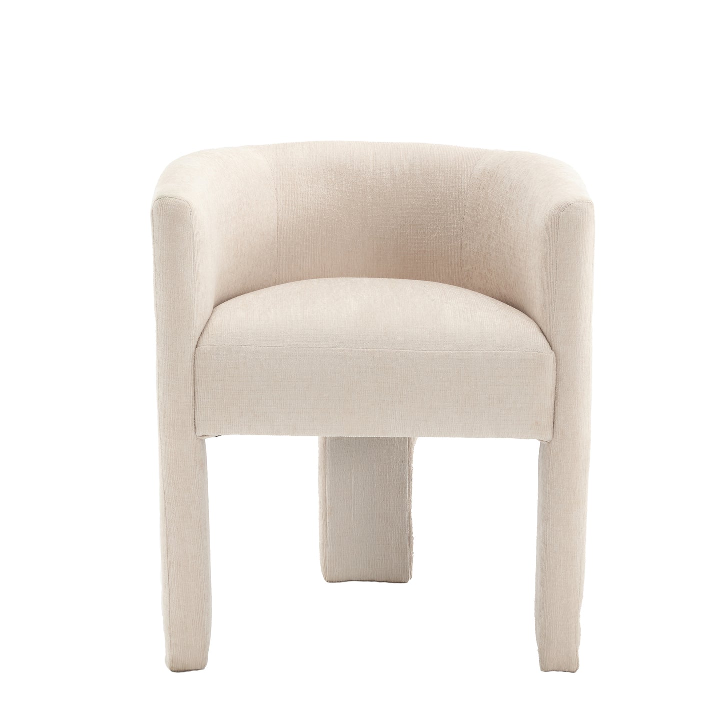 Barrel Accent Chair, Mid-Century Modern Living Room Chair, Upholstered Side Armchair with 3 Legs for Bedroom/Reading Spaces (Beige)