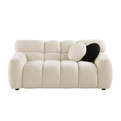 64.96 length,35.83" deepth,human body structure for USA people, marshmallow sofa,boucle sofa,2 seater, BEIGE BOUCLE