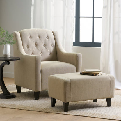 Upholstered Armchair with Ottoman