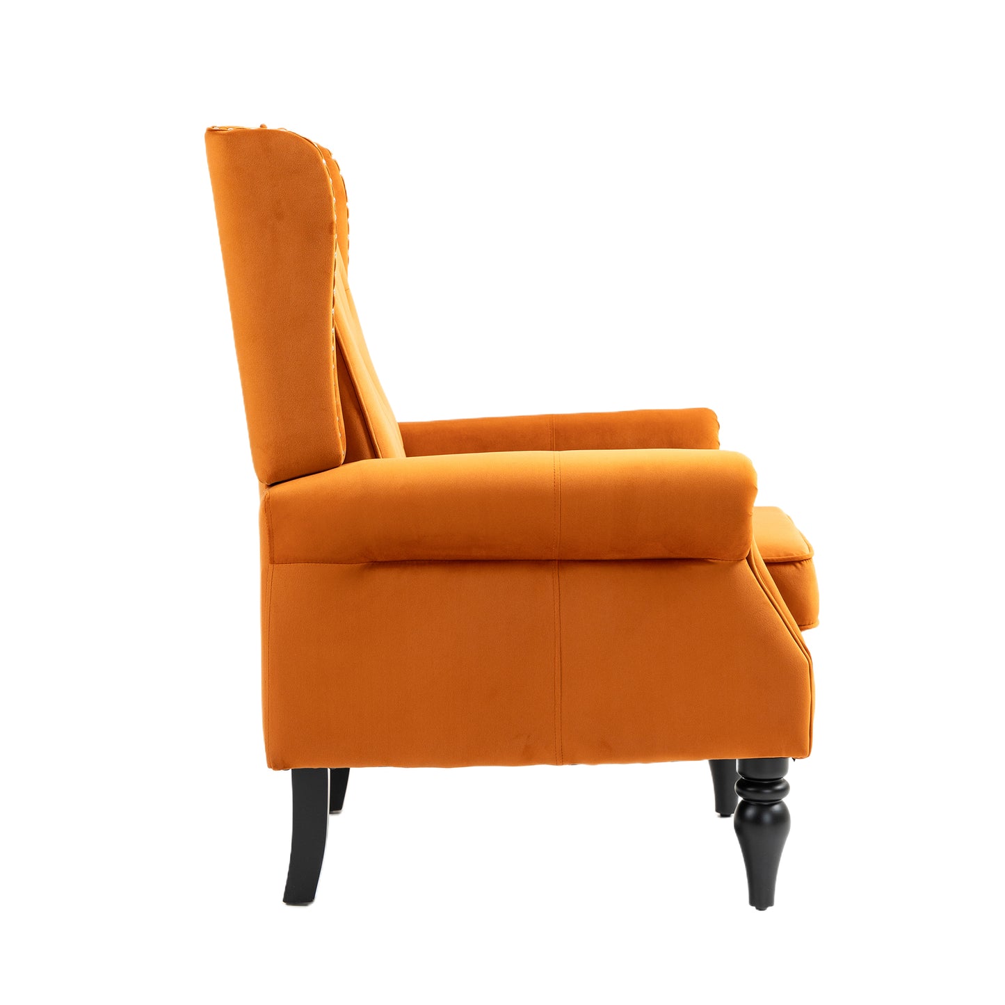 Wood Frame Armchair, Modern Accent Chair Lounge Chair with Sturdy Wood Legs for Living Room Bedroom(Orange)