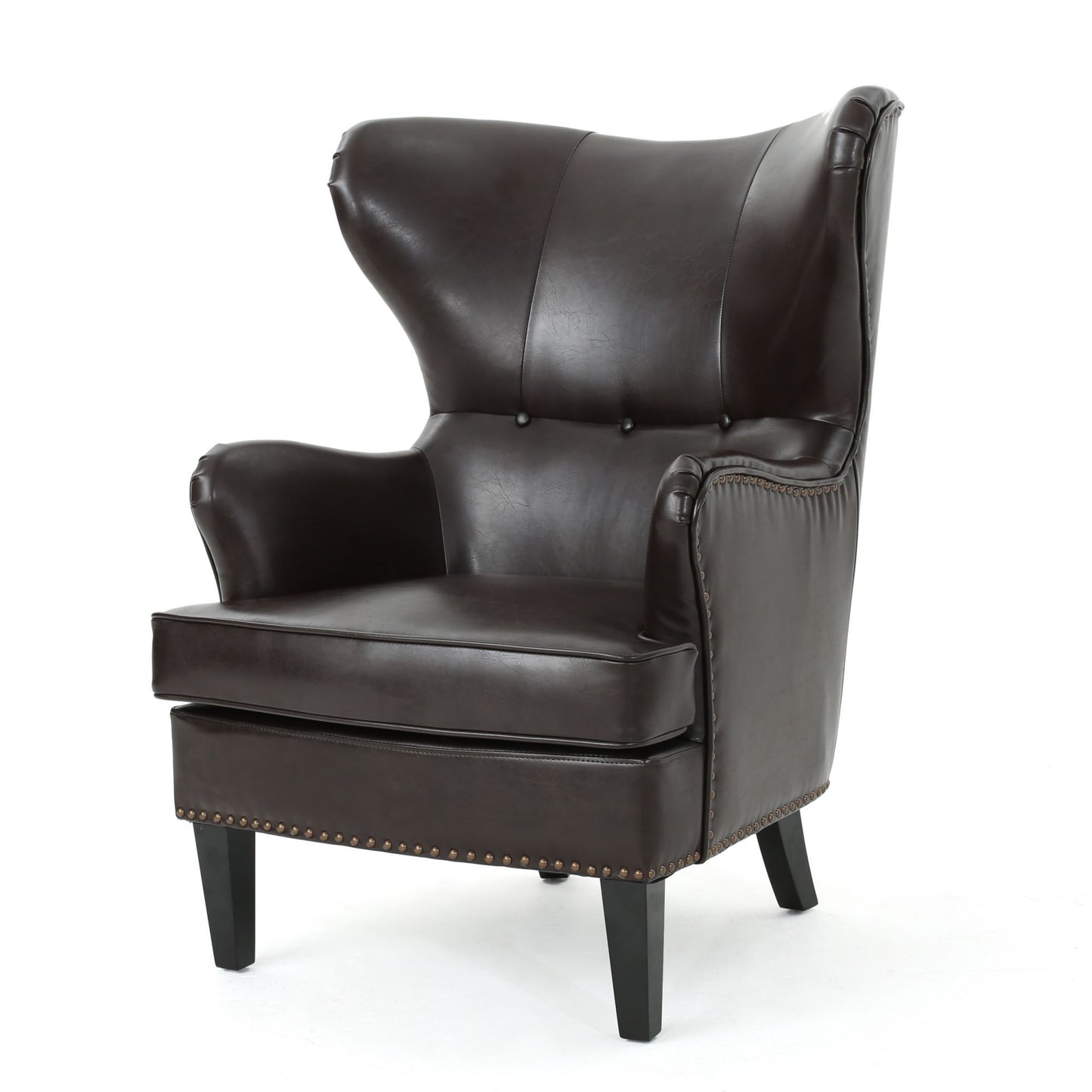 High-Back Brown Club Chair, Elegant and Comfortable Addition to Your Living Space, Perfect for Relaxing with Plush Upholstery and Classic Design