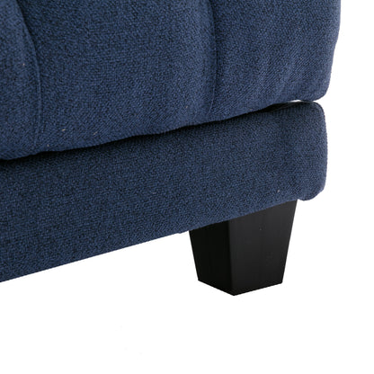 Multifunctional Living Room Leisure Chaise Lounge Barry Tufted Comfy Armchair Wireless Charging, Smooth Reclining Backrest & Lumbar Pillow for Home Apartment (Navy linen)