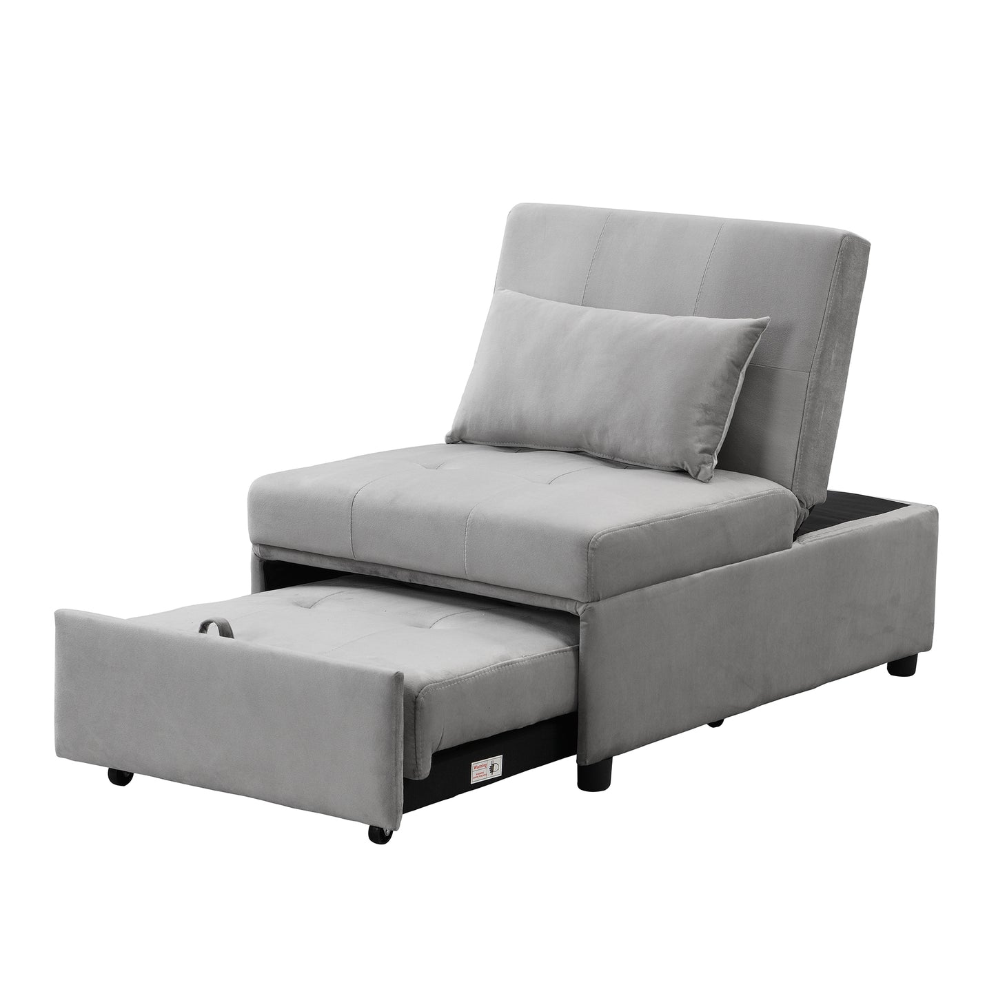 Folding Ottoman Sofa Bed Gray