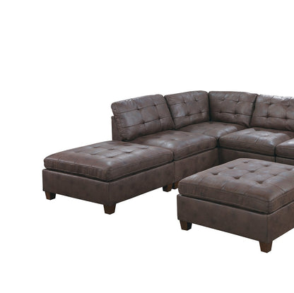 Living Room Furniture Tufted Armless Chair Dark Brown Breathable Leatherette 1pc Cushion Armless Chair Sofa Wooden Legs