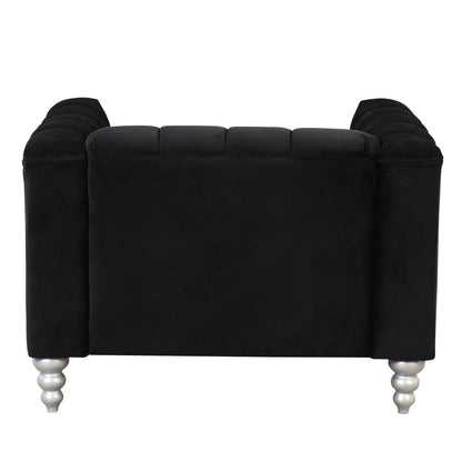 42" Modern Sofa Dutch Fluff Upholstered sofa with solid wood legs, buttoned tufted backrest,