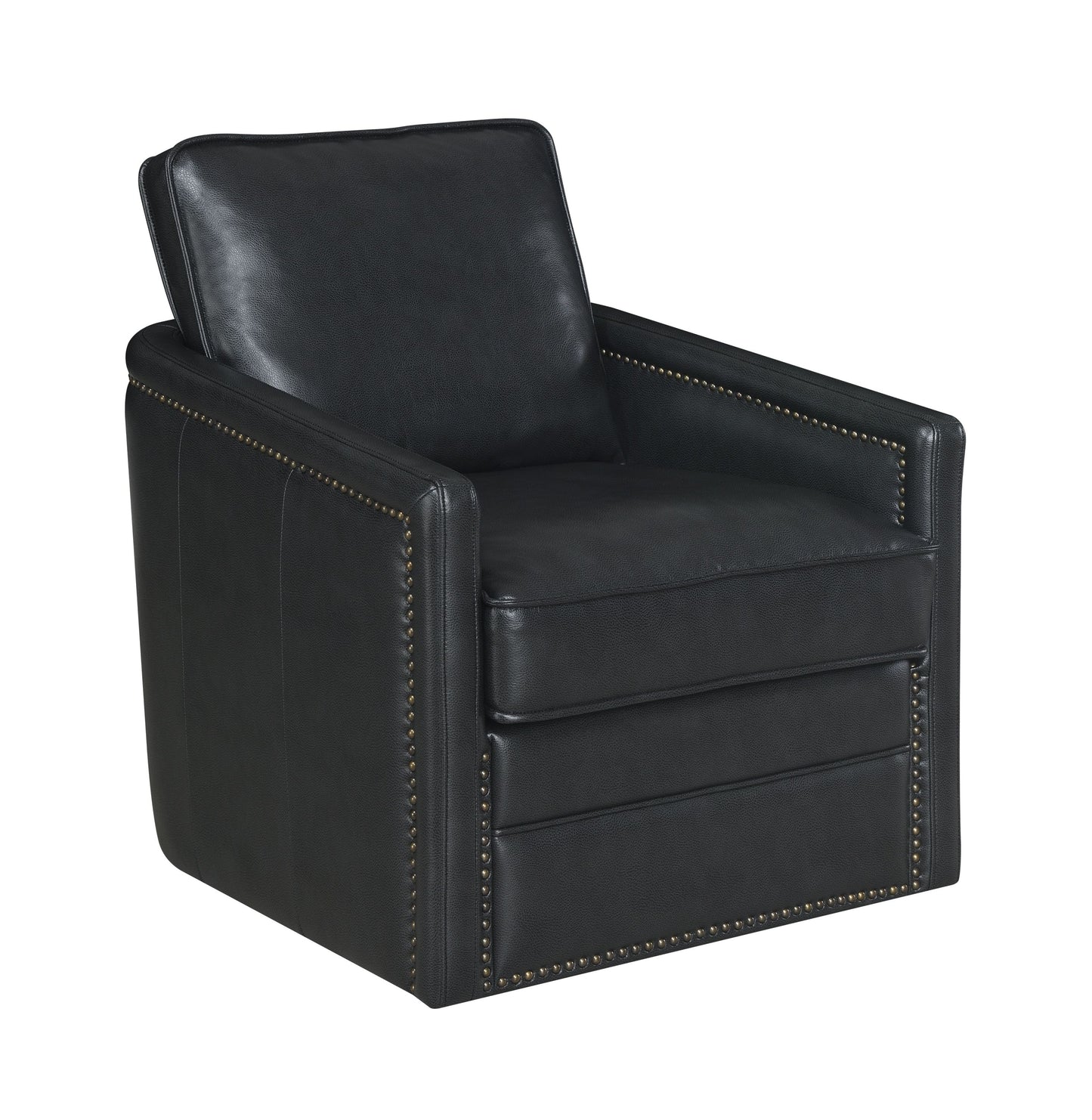 Accent Chair w/Swivel, Black Leather Aire AC01885