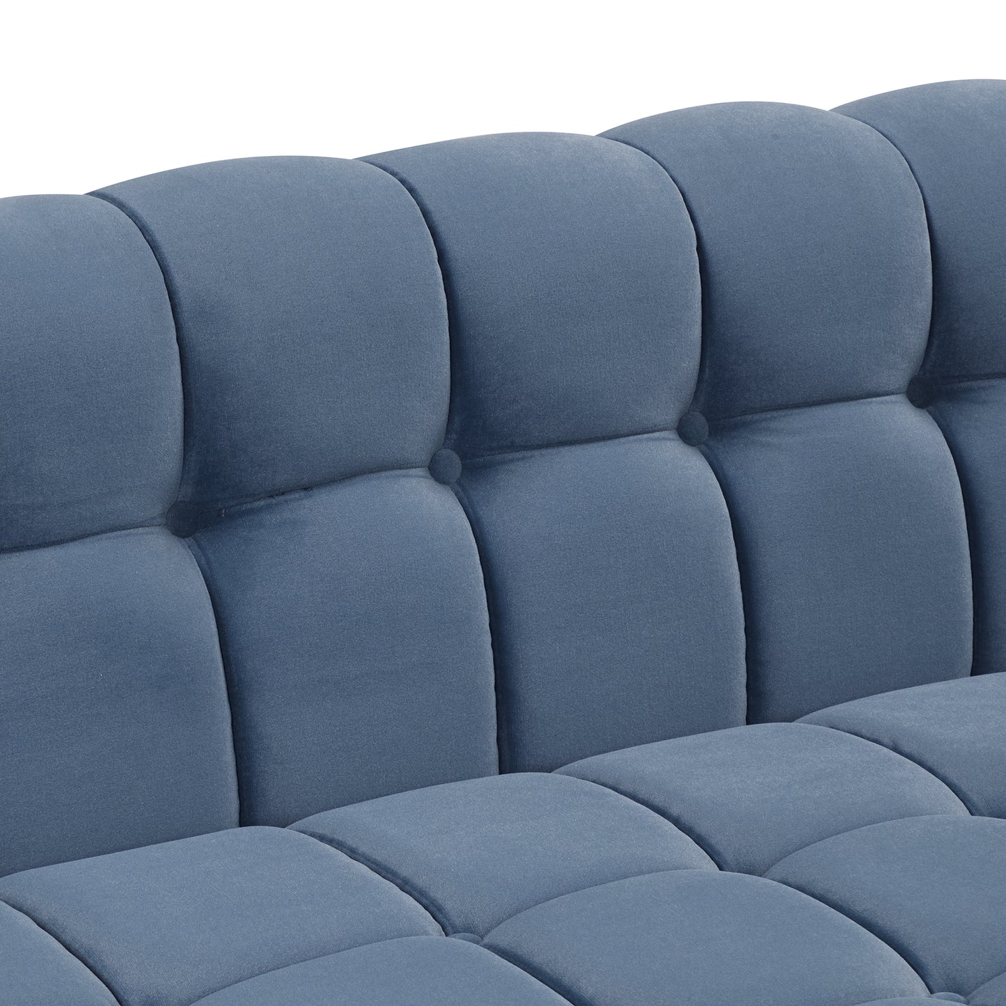 42" Modern Sofa Dutch Fluff Upholstered sofa with solid wood legs, buttoned tufted backrest,blue