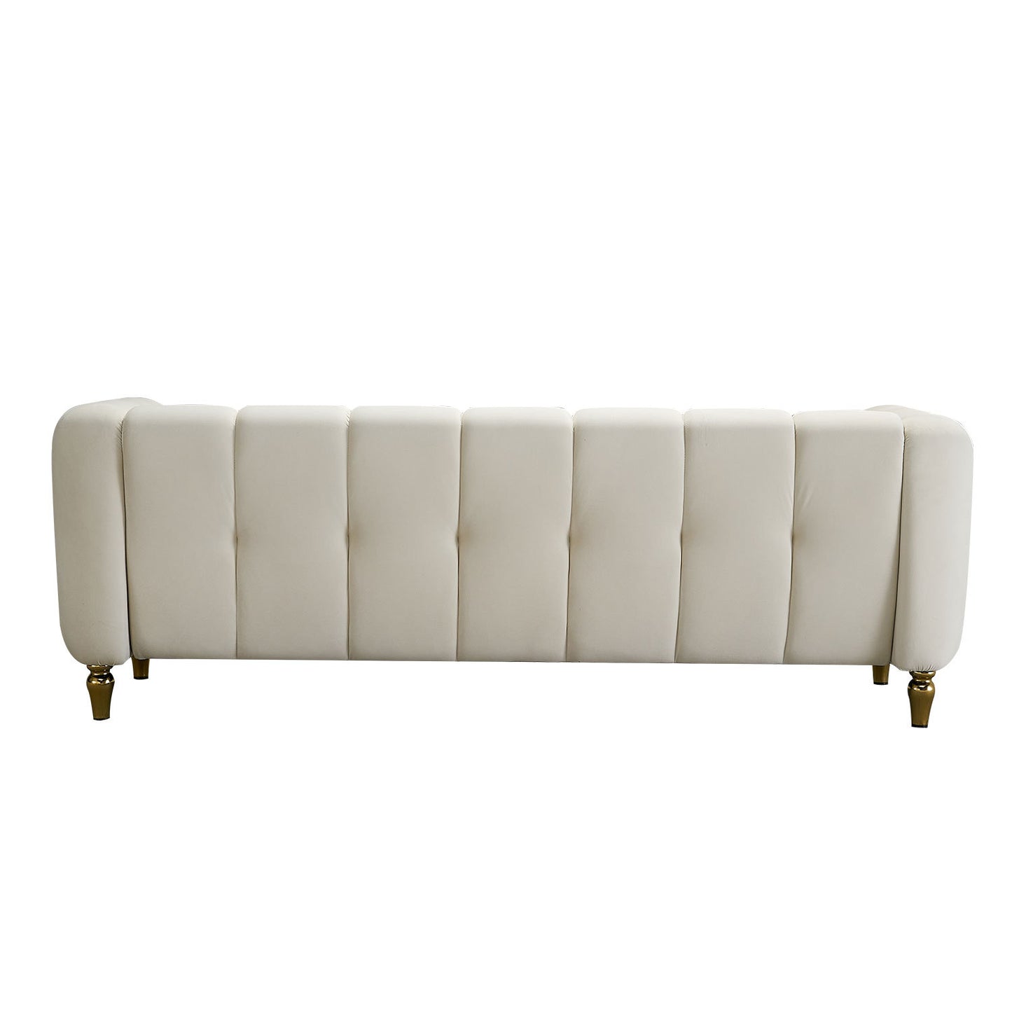 Modern Velvet Sofa 83.07 inch for Living Room Beige Color