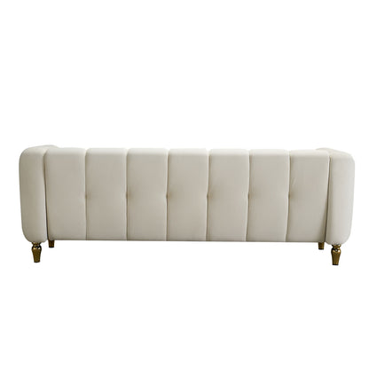 Modern Velvet Sofa 83.07 inch for Living Room Beige Color