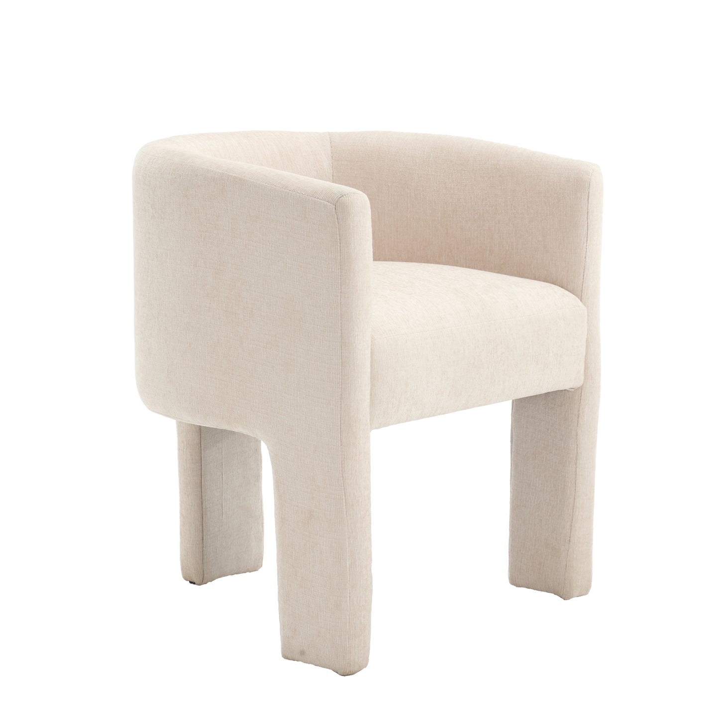 Barrel Accent Chair, Mid-Century Modern Living Room Chair, Upholstered Side Armchair with 3 Legs for Bedroom/Reading Spaces (Beige)