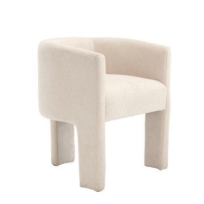 Barrel Accent Chair, Mid-Century Modern Living Room Chair, Upholstered Side Armchair with 3 Legs for Bedroom/Reading Spaces (Beige)