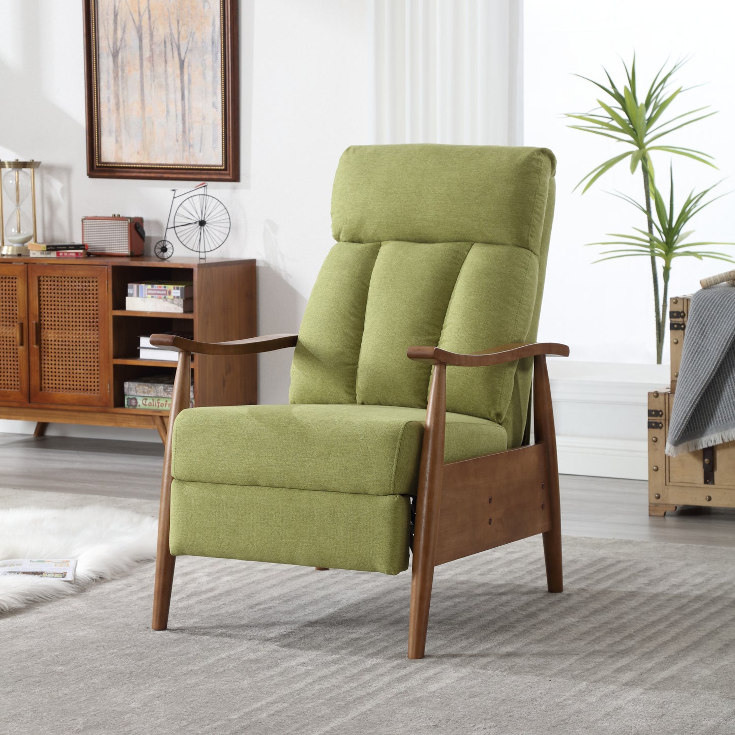 Wood Frame Armchair, Modern Accent Chair Lounge Chair for Living Room