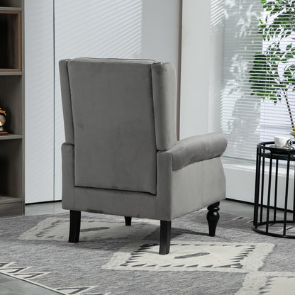 Wood Frame Armchair, Modern Accent Chair Lounge Chair with Sturdy Wood Legs for Living Room Bedroom(Dark Gray)