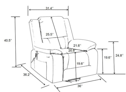 Electric Power Recliner Chair With Massage For Elderly,Remote Control Multi-function Lifting, Timing, Cushion Heating Chair With Side Pocket Dark Grey