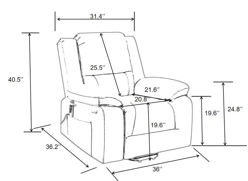 Electric Power Recliner Chair With Massage For Elderly,Remote Control Multi-function Lifting, Timing, Cushion Heating Chair With Side Pocket Brown