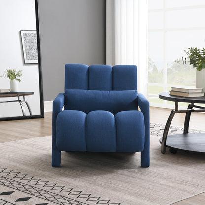 Modern Upholstered accent chair, Comfortable Linen Fabric with a pillow for Living room,bedroom. Linen, Navy Blue