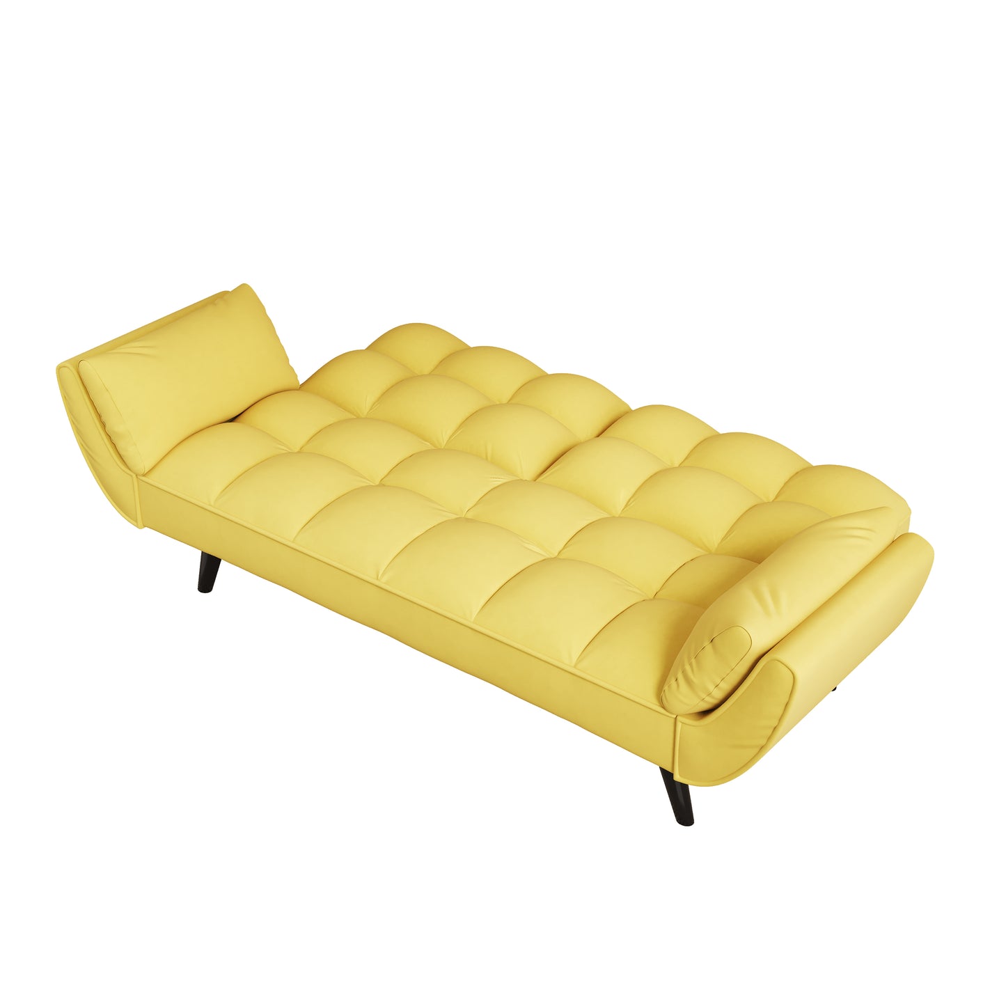 57 inch yellow sofa Soft two armrests throw pillow pillow comfortable fit apartment bedroom small space