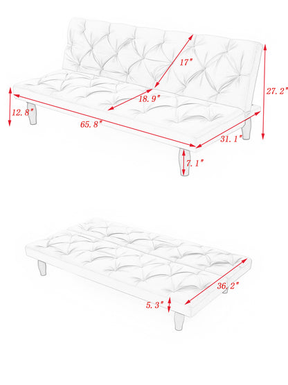 2534B Sofa converts into sofa bed 66" pink velvet sofa bed suitable for family living room, apartment, bedroom