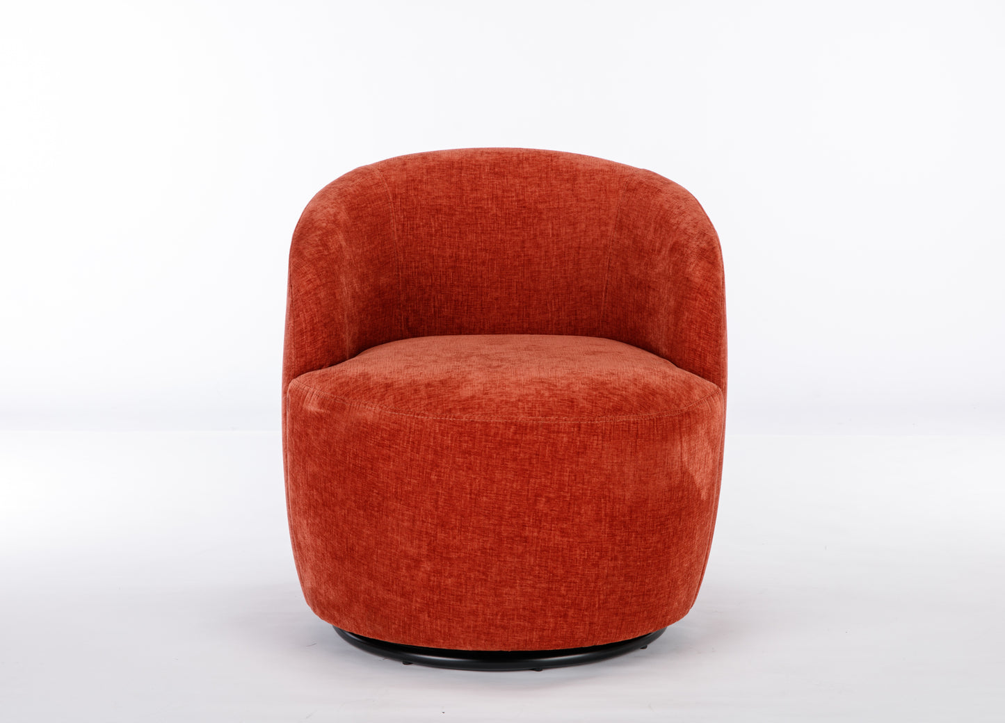 Fabric Swivel Accent Armchair Barrel Chair With Black Powder Coating Metal Ring,Orange